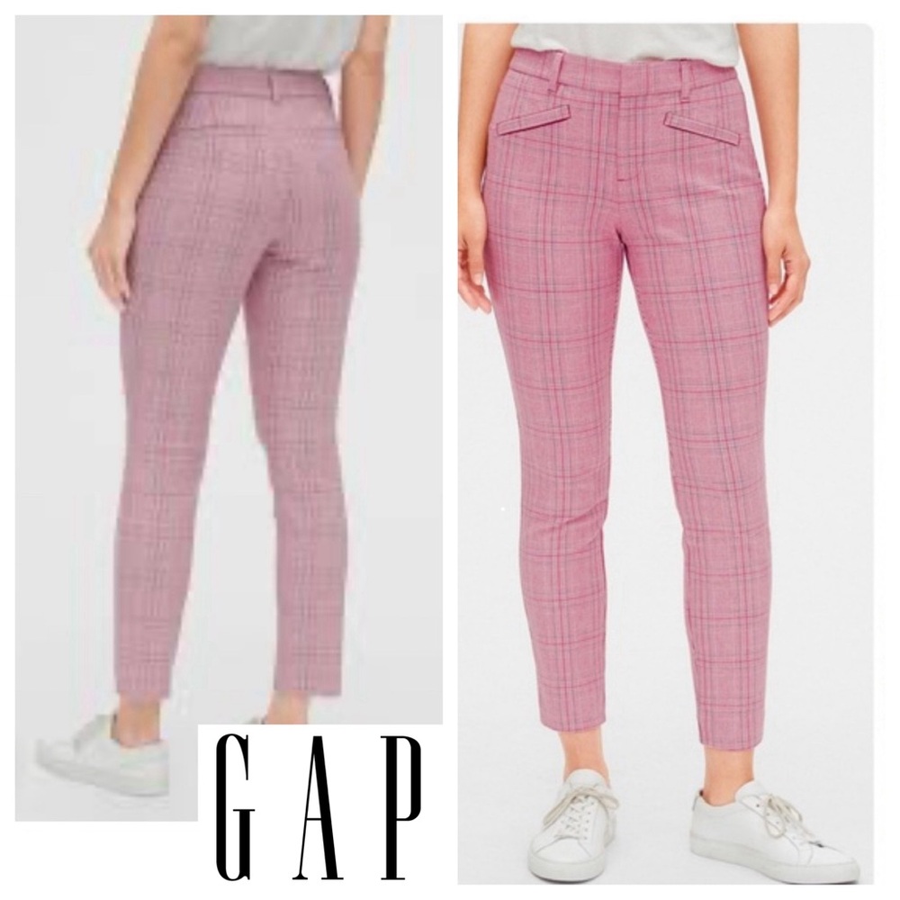 GAP SIGNATURE skinny ankle pants red pink plaid STRIPED crop women’s 4 tapered